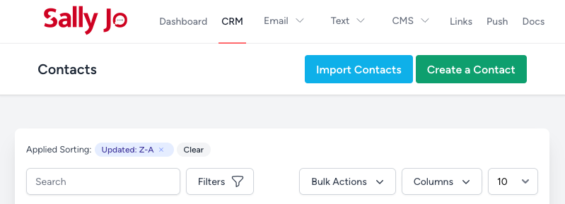 CRM Import Contacts Web Page