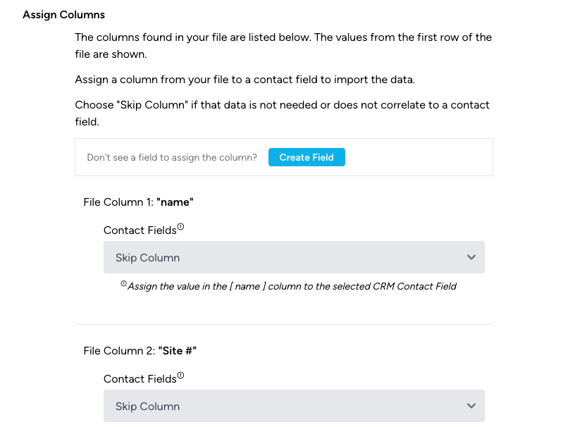 CRM Import Contacts Web Page